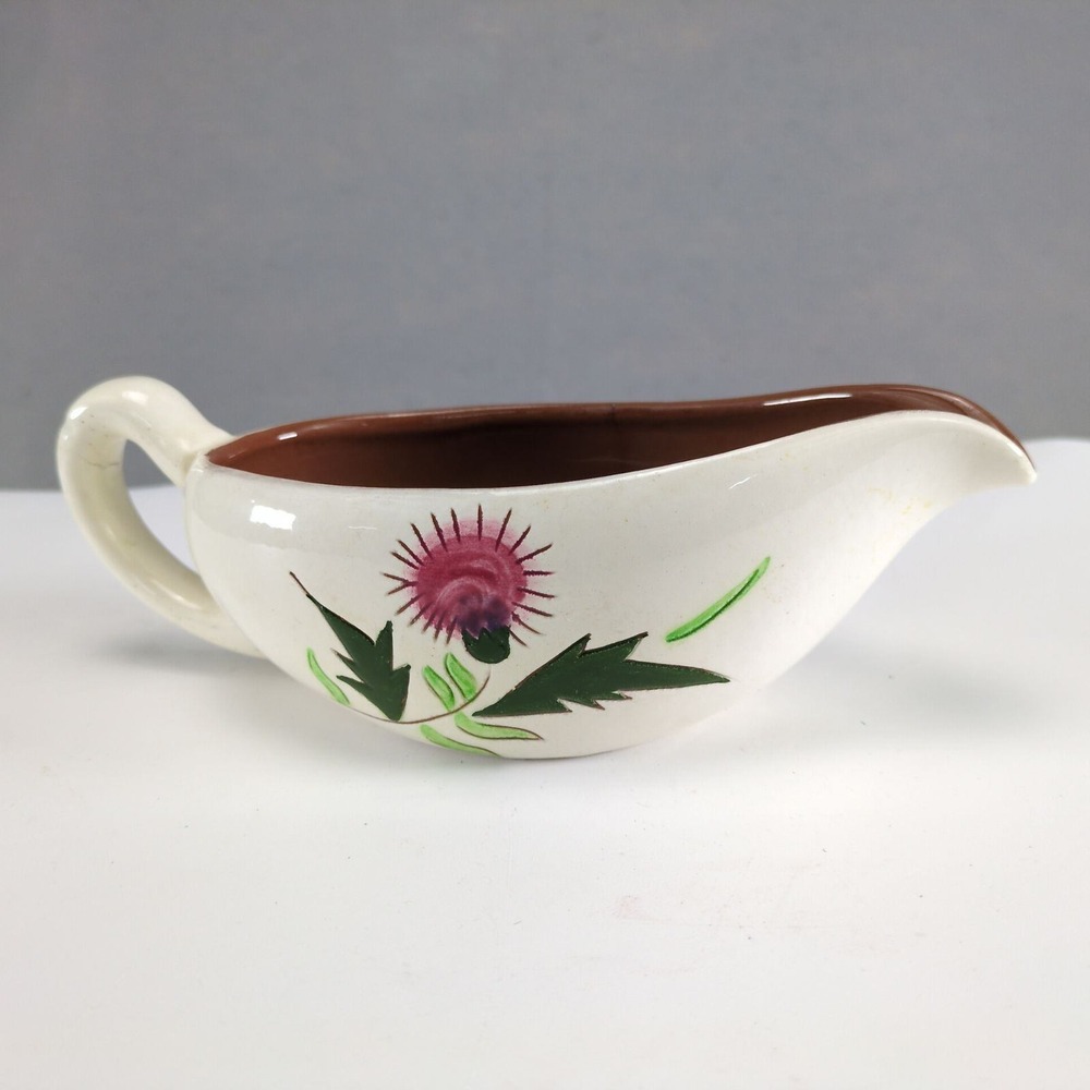 Vintage 1950s Stangl Pottery Thistle Gravy Boat‎ Trenton NJ Hand Painted Cream